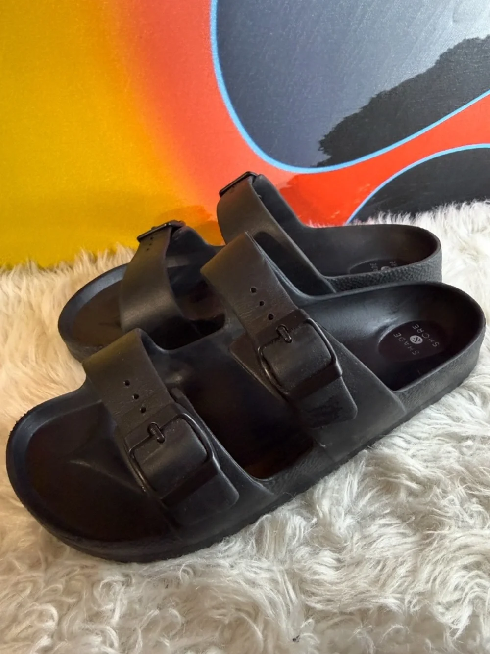 Shade & Shore Dual-Buckle Slide Sandals‎ - Black Sz 9 (TXABIN)